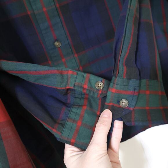 Vintage Arrow Tartan Plaid Red Green Navy Long Sleeve Button Down Shirt Lot L - Picture 4 of 8
